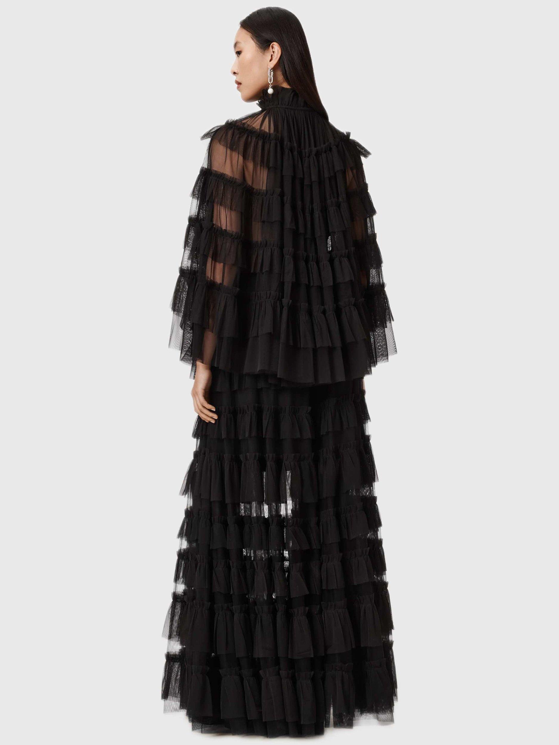 Product image 7 of 7, which shows AllSaints Aude Ruffle Maxi Skirt, Black, 6