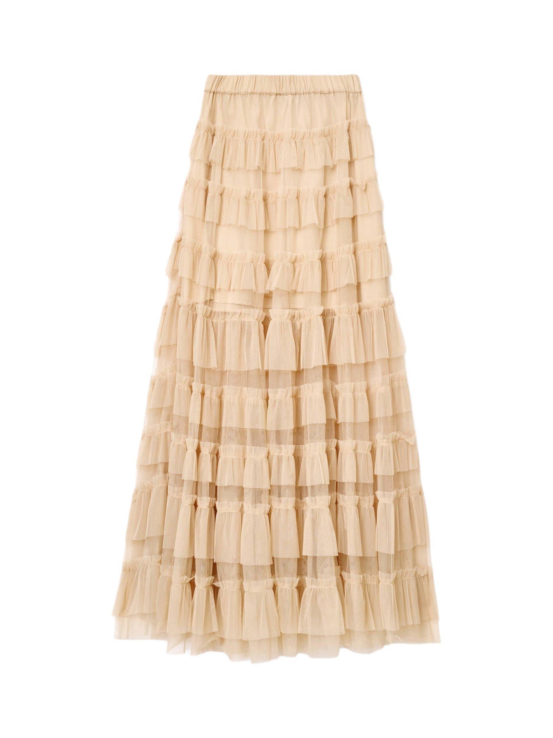 Product image 4 of 8, which shows AllSaints Aude Ruffle Maxi Skirt, Blush Pink, 10