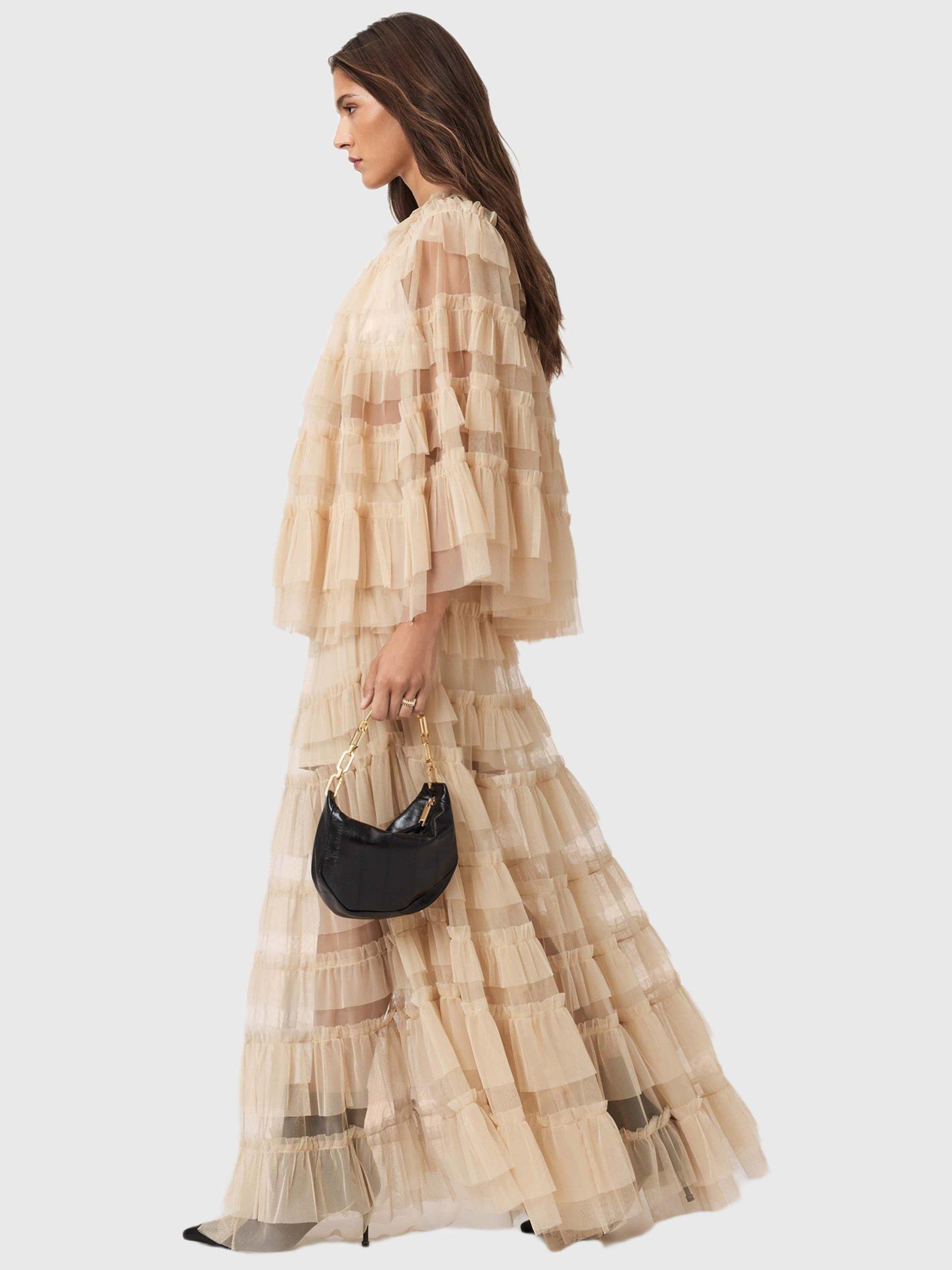Product image 8 of 8, which shows AllSaints Aude Ruffle Maxi Skirt, Blush Pink, 10
