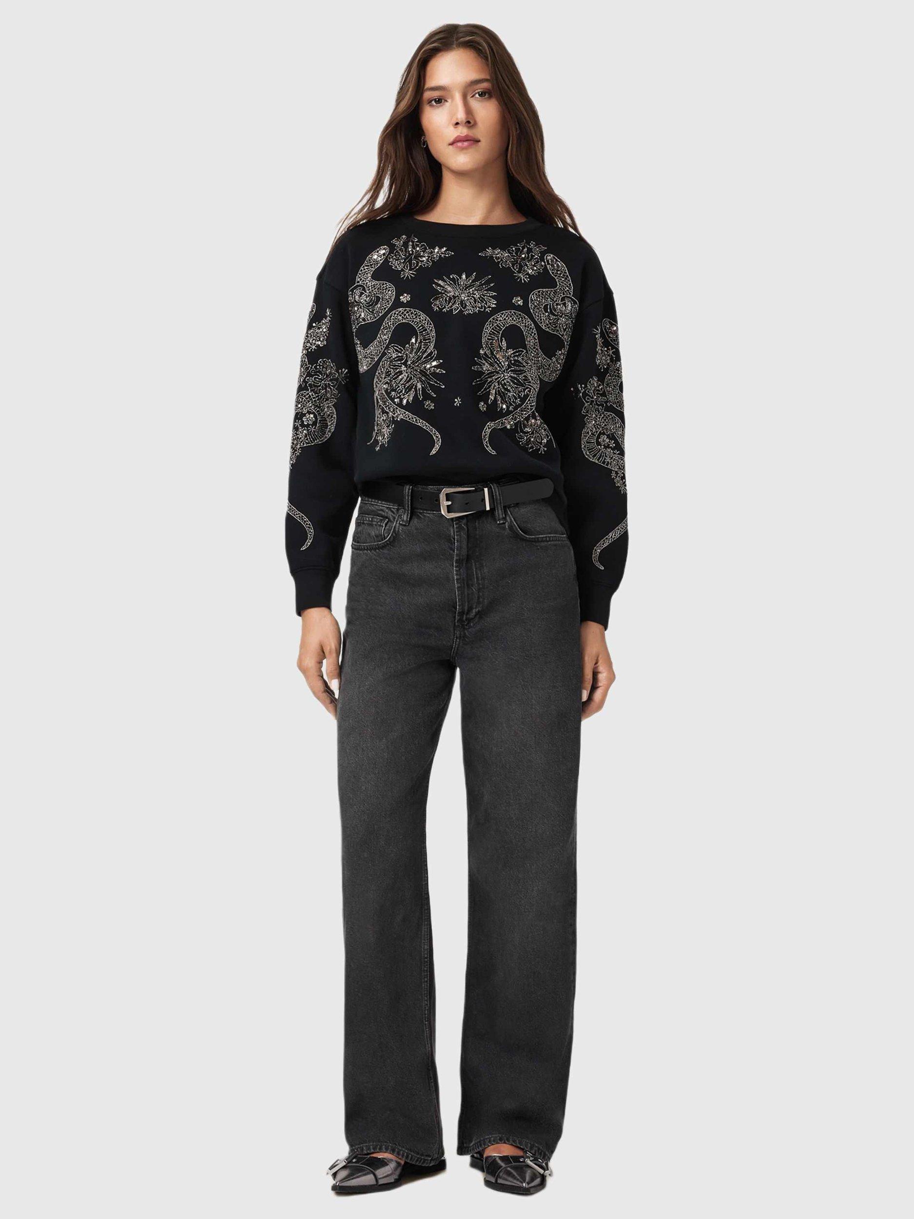 Product image 3 of 7, which shows AllSaints Cecile Pippa Embellished Sweatshirt, Black, L