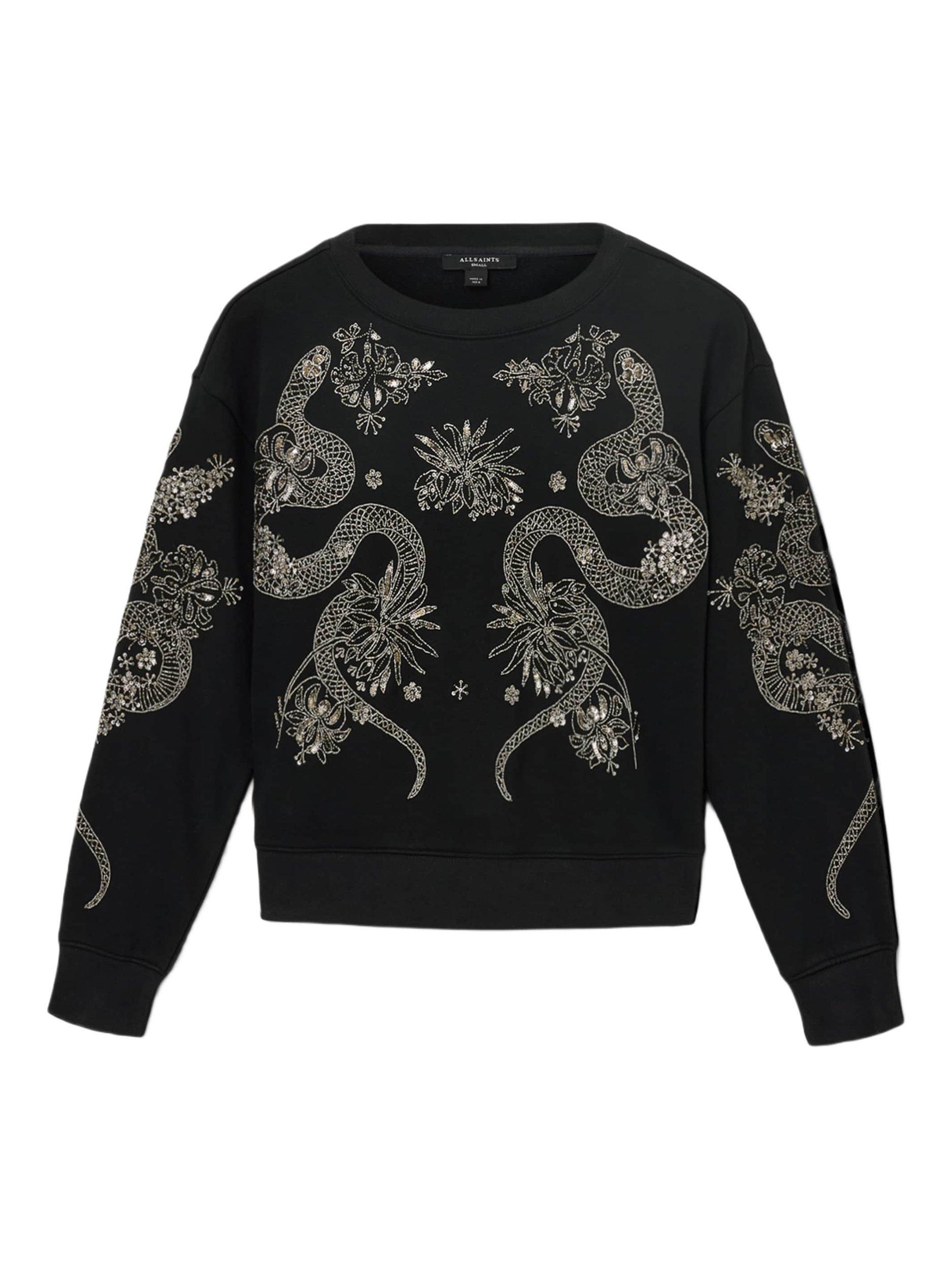 Product image 4 of 7, which shows AllSaints Cecile Pippa Embellished Sweatshirt, Black, L