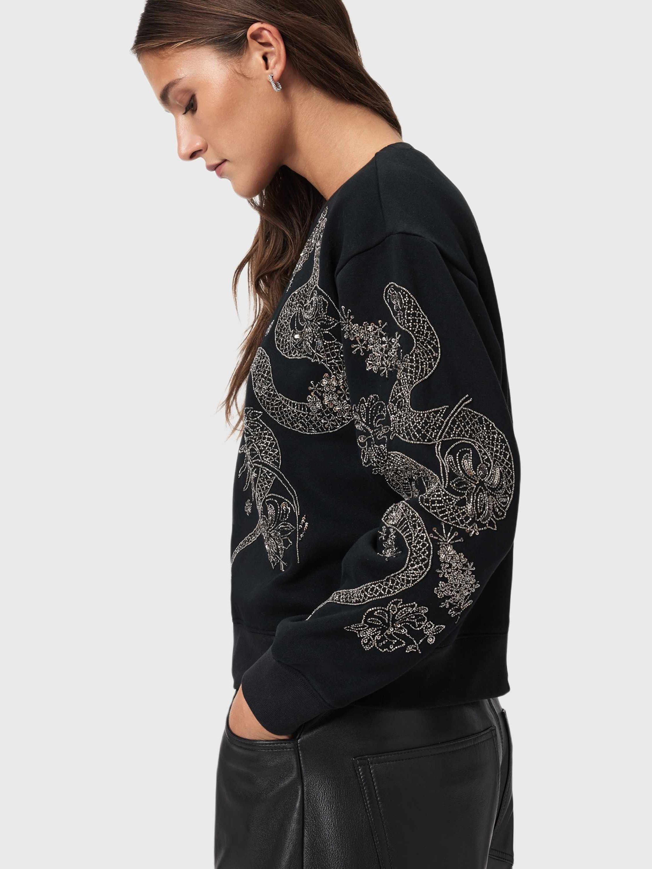 Product image 5 of 7, which shows AllSaints Cecile Pippa Embellished Sweatshirt, Black, L