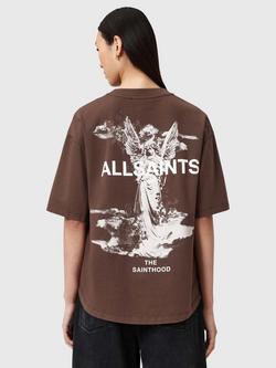 AllSaints Guardian Amelie Graphic T-Shirt, Bitter Brown - view 2, Bitter Brown