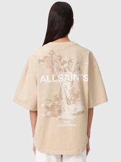 AllSaints Guardian Amelie Graphic T-Shirt, Bitter Brown - view 2, Sand
