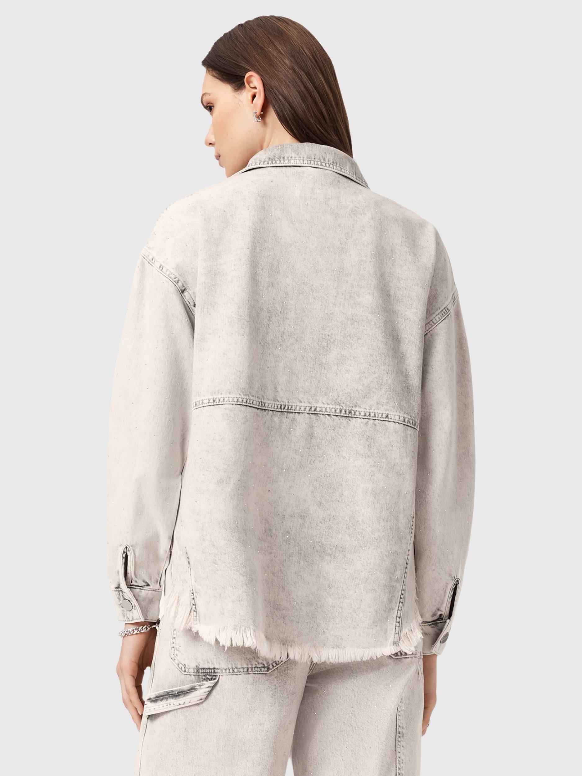 Product image 2 of 8, which shows AllSaints Hettie Denim Shacket, Snow Grey, L