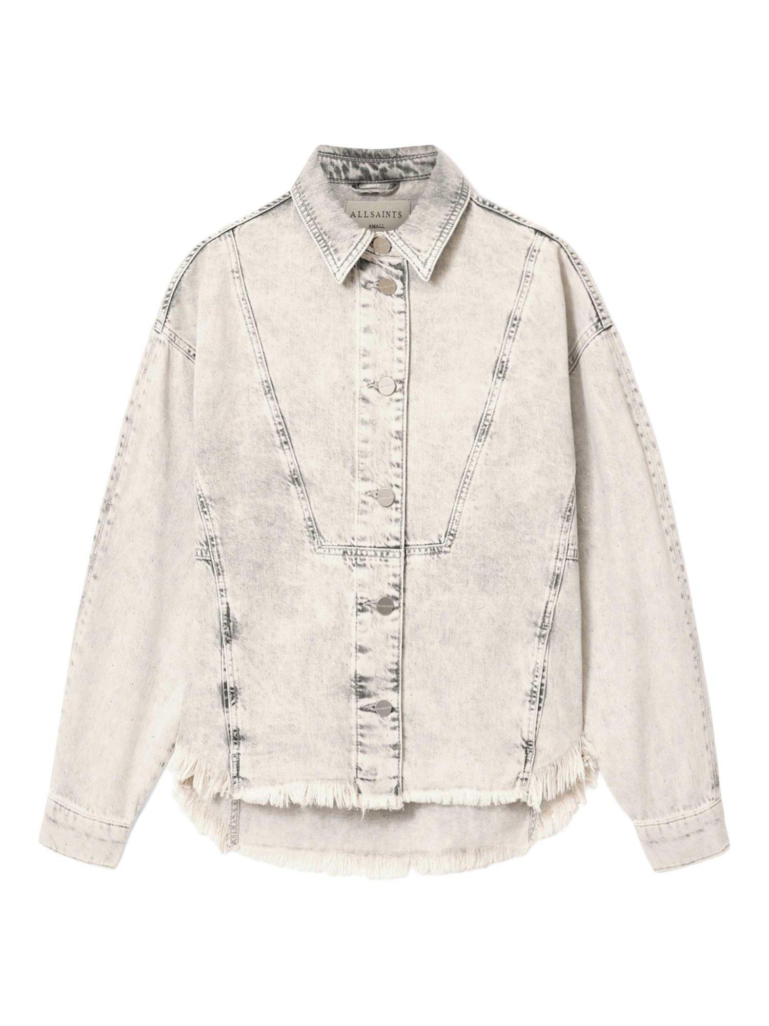 Product image 4 of 8, which shows AllSaints Hettie Denim Shacket, Snow Grey, L