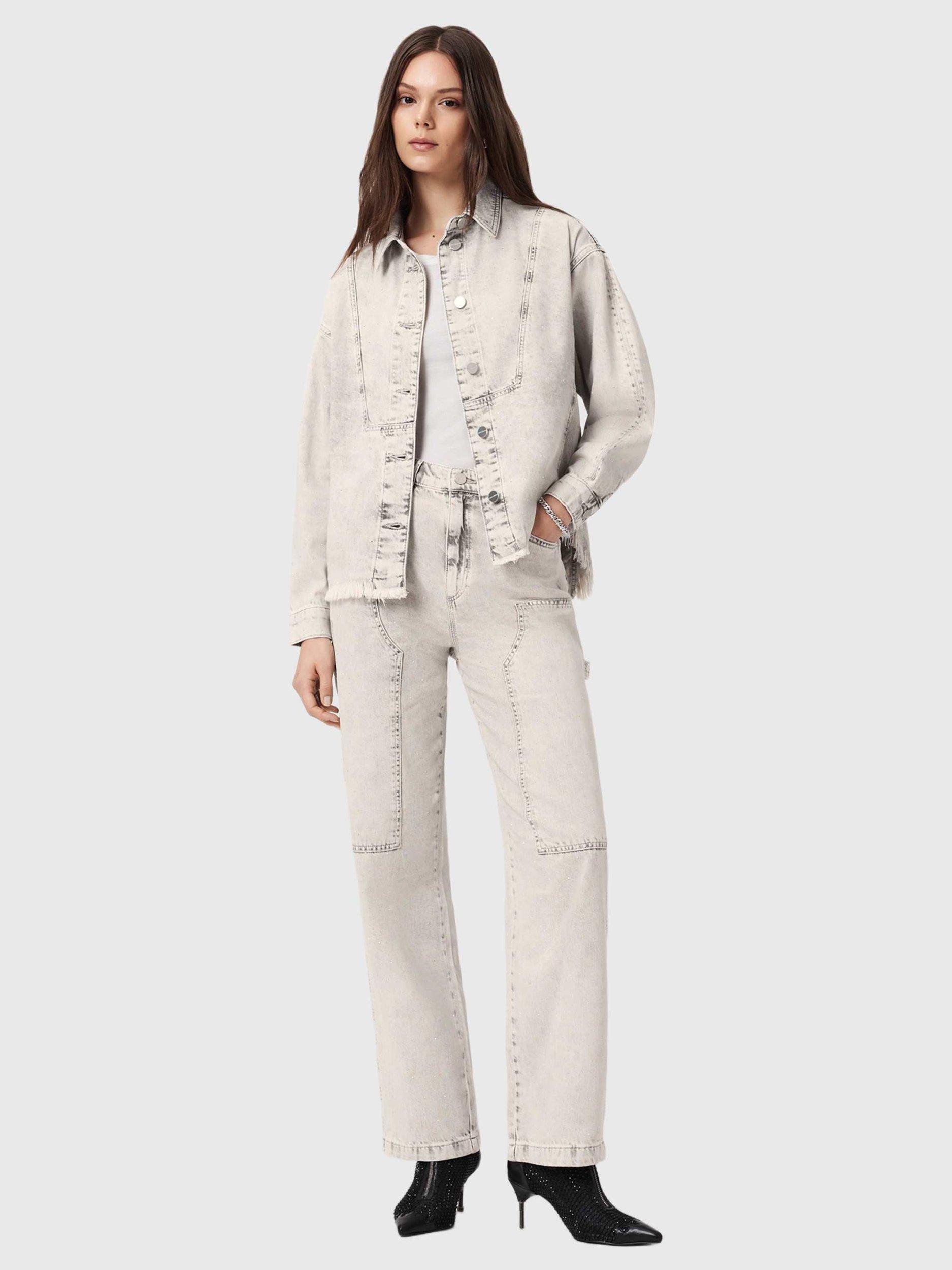 Product image 8 of 8, which shows AllSaints Hettie Denim Shacket, Snow Grey, L