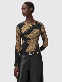 AllSaints Katlyn Paisley Top, Black, Black
