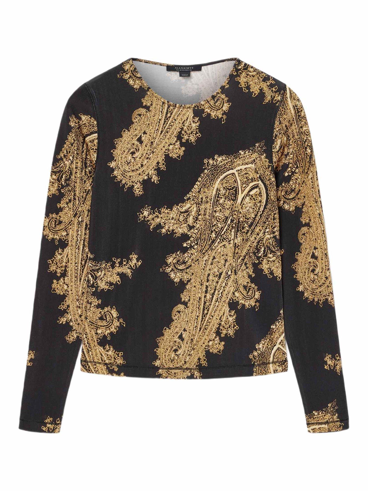 Product image 4 of 7, which shows AllSaints Katlyn Paisley Top, Black, 10