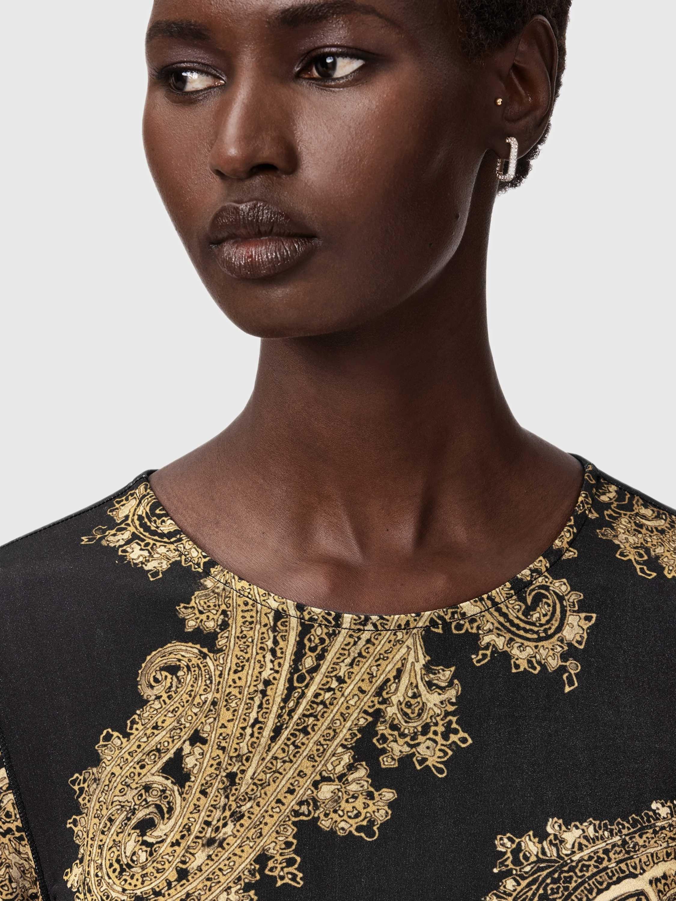 Product image 5 of 7, which shows AllSaints Katlyn Paisley Top, Black, 10