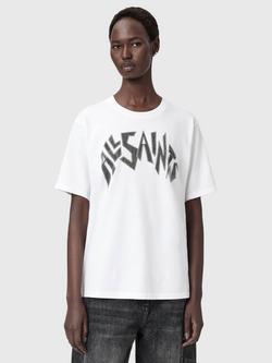 AllSaints Zinc Logo Boyfriend T-Shirt, Optic White