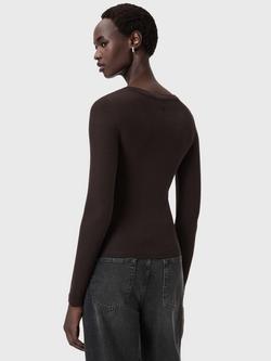 AllSaints Rina Crew Neck Long Sleeve Top, Torte Brown - view 2, Torte Brown