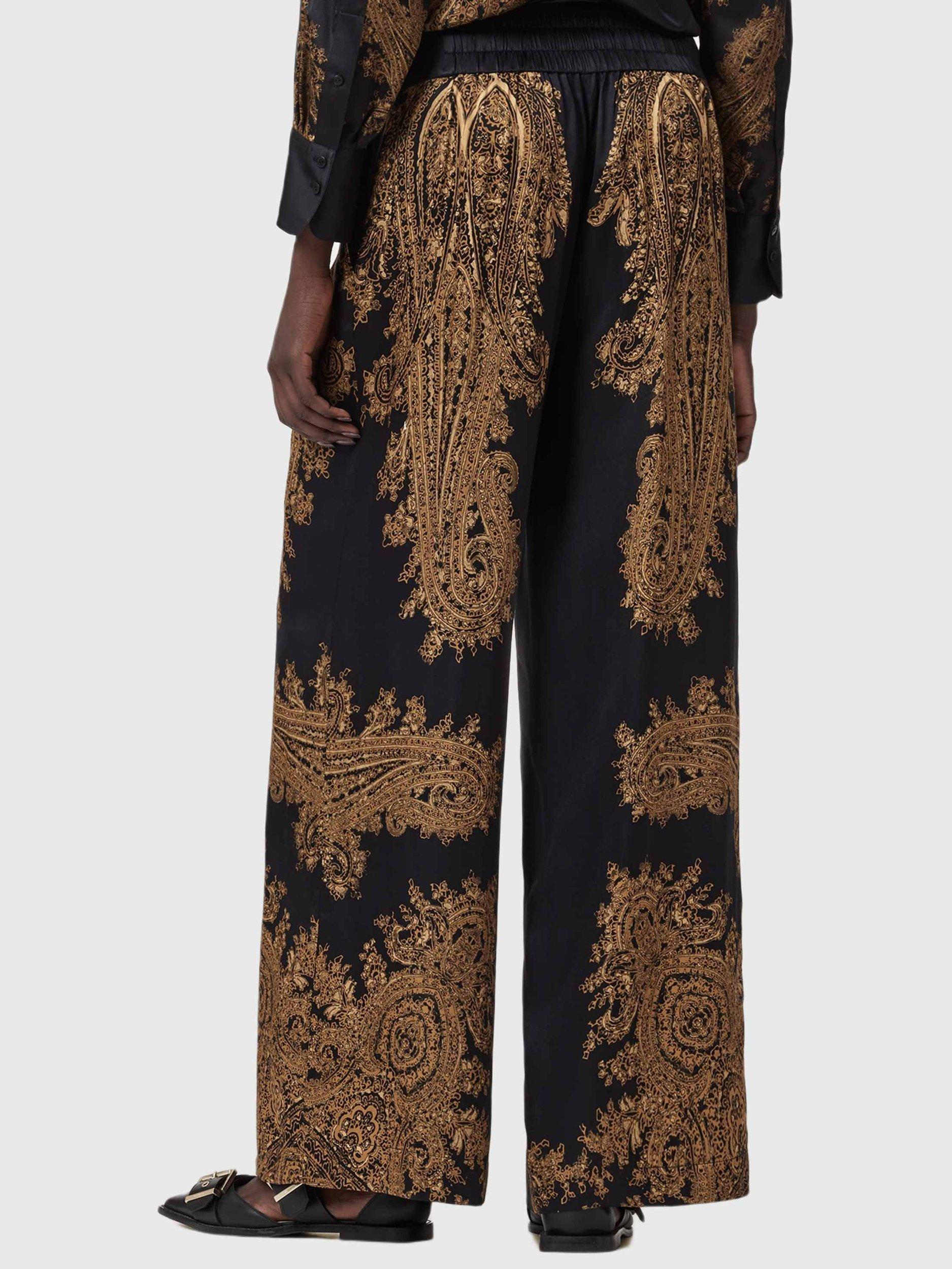 Product image 2 of 8, which shows AllSaints Leanna Brocade Trousers, Black/Multi, 10