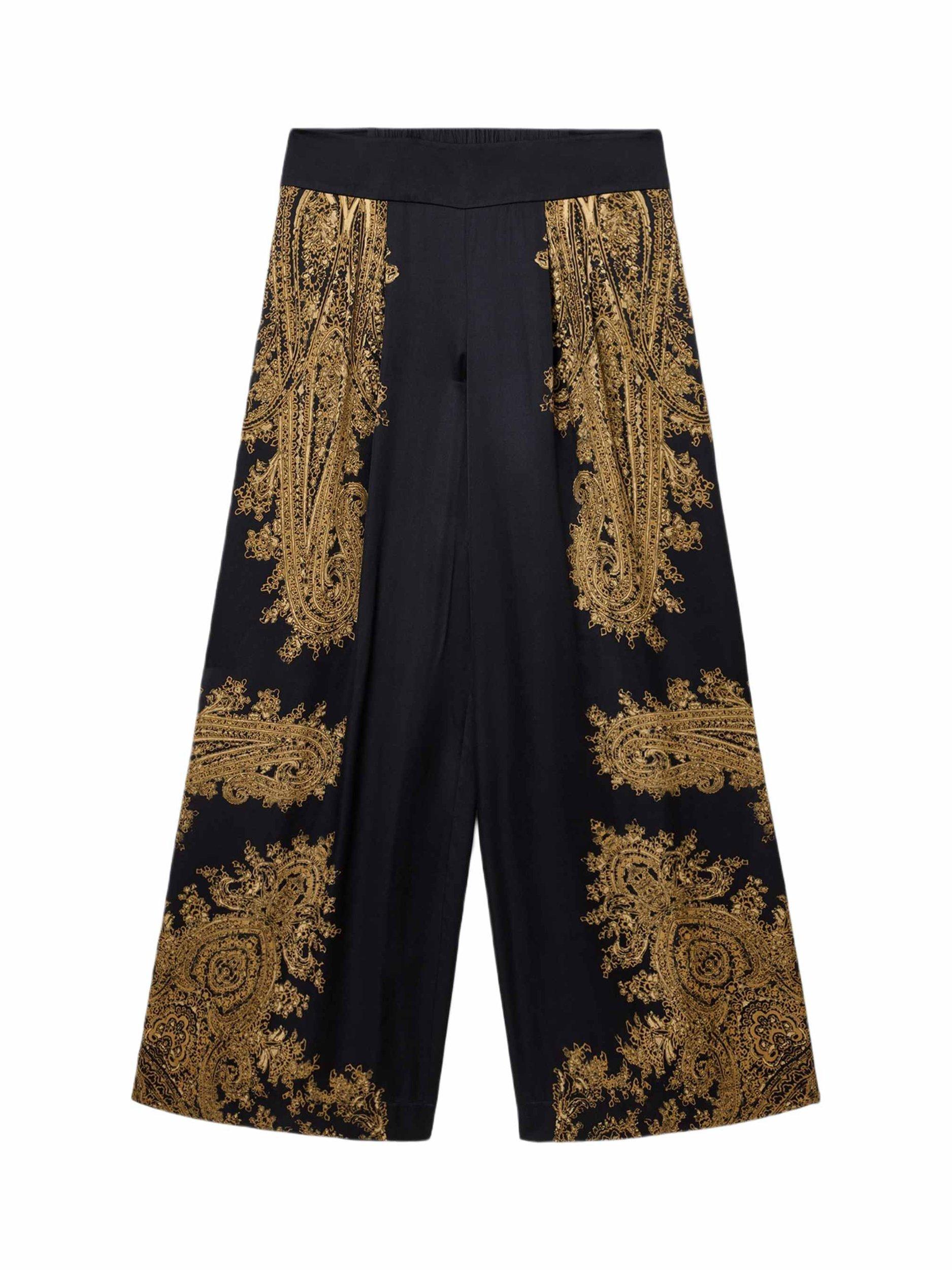 Product image 4 of 8, which shows AllSaints Leanna Brocade Trousers, Black/Multi, 10