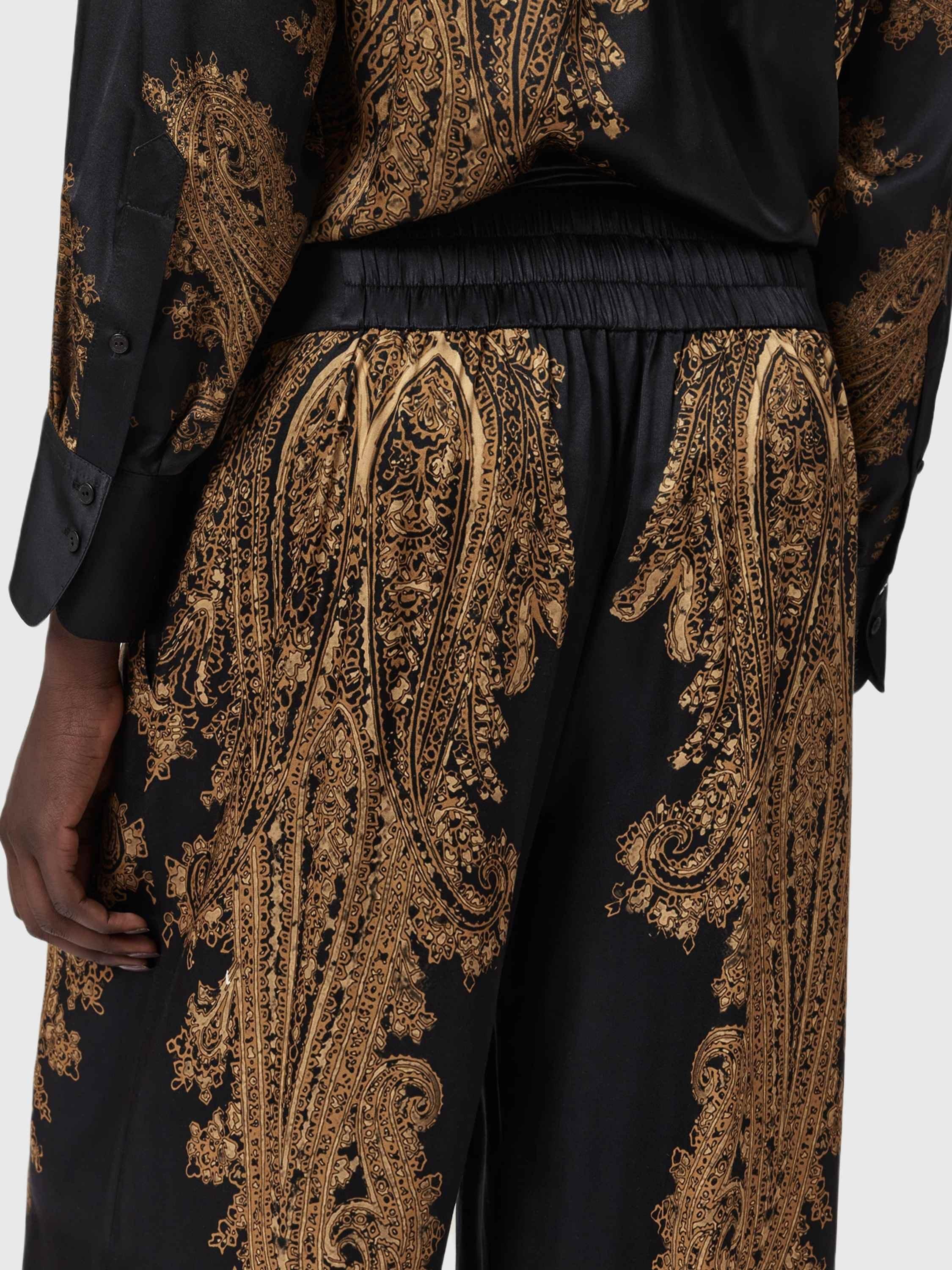 Product image 5 of 8, which shows AllSaints Leanna Brocade Trousers, Black/Multi, 10