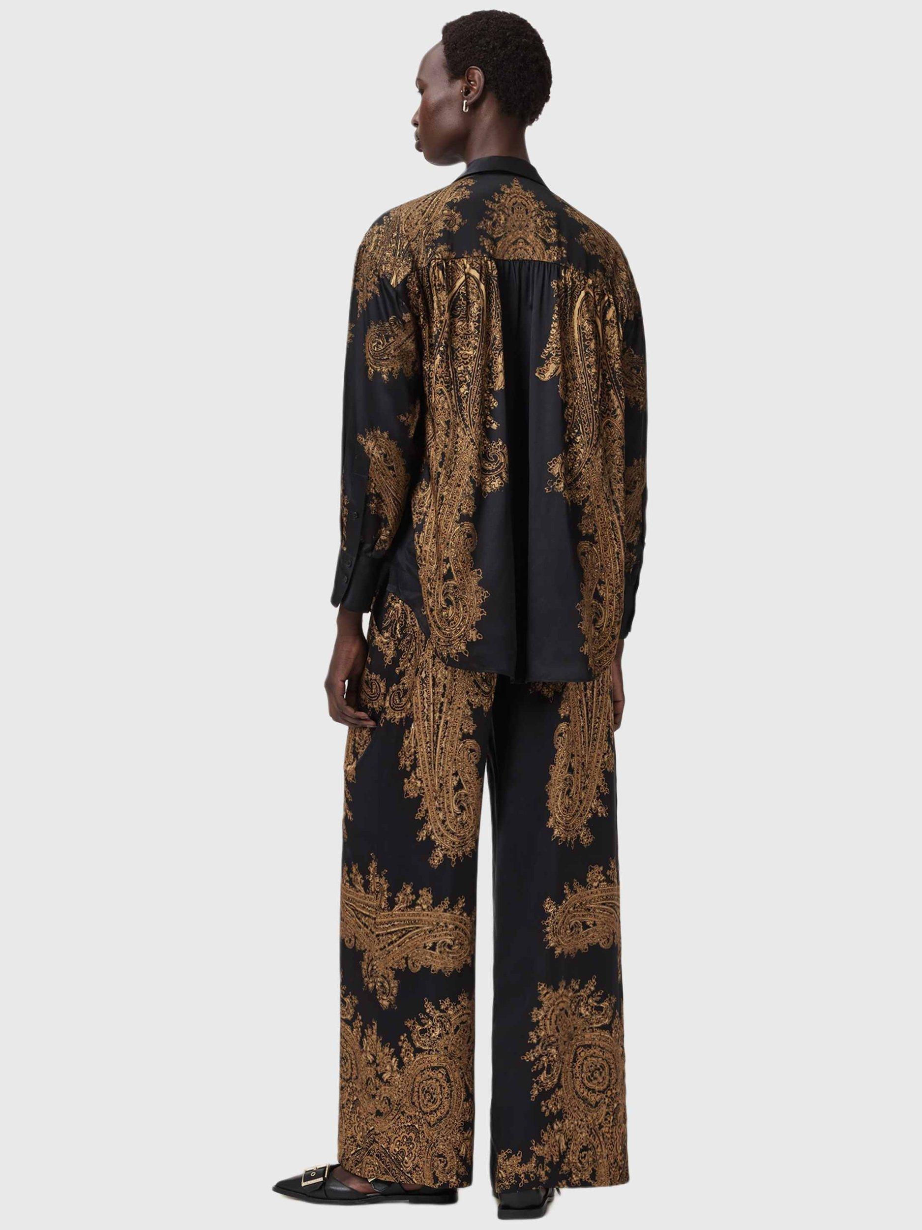Product image 7 of 8, which shows AllSaints Leanna Brocade Trousers, Black/Multi, 10