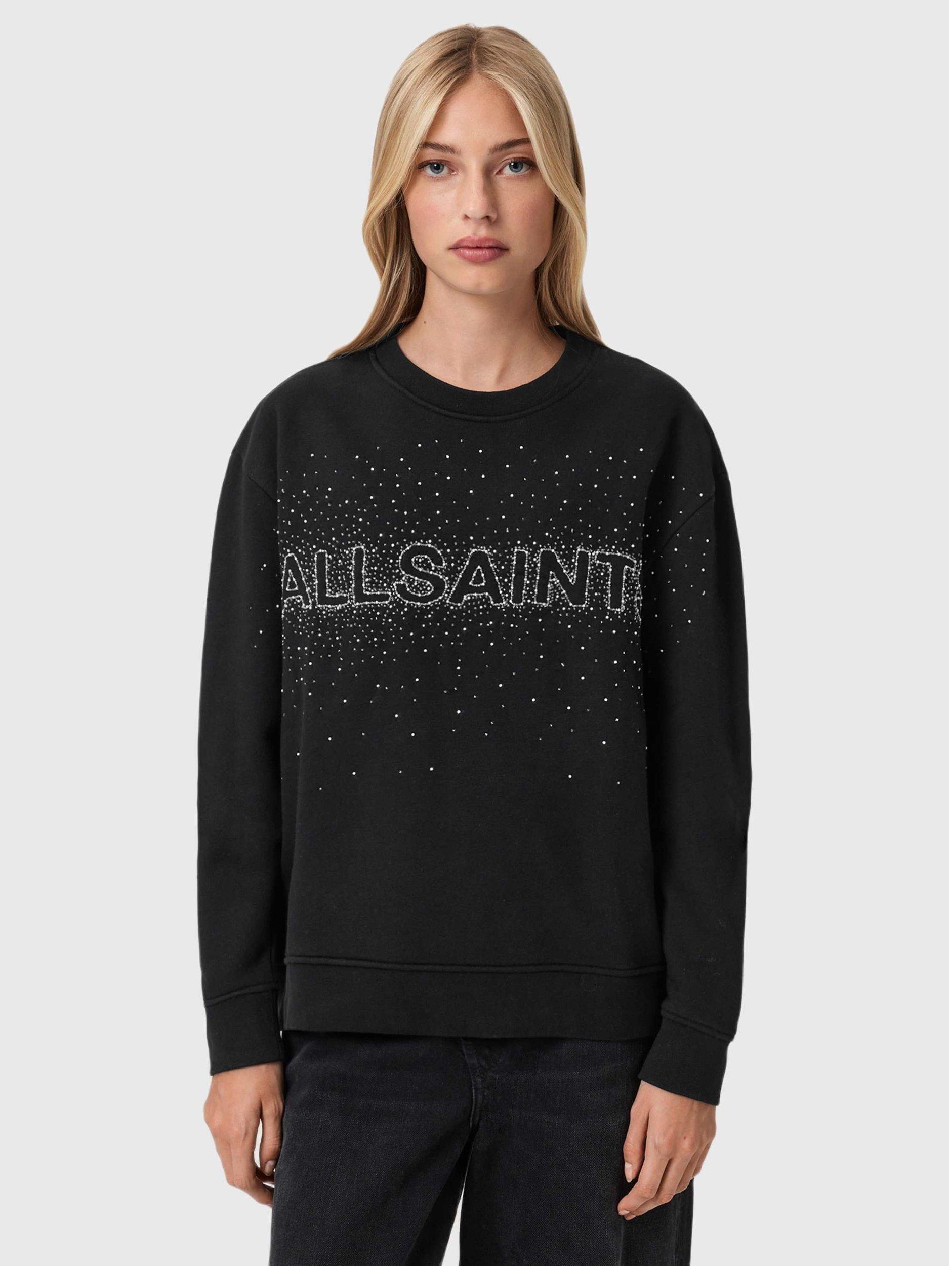Product image 1 of 7, which shows AllSaints Etta Sprinkle Sweatshirt, Black, L