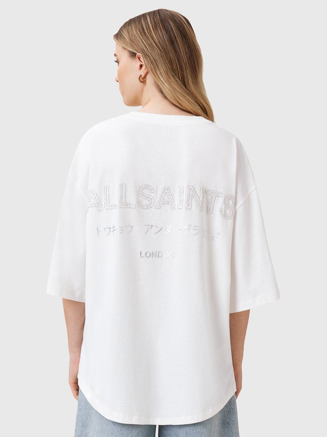 Product image 2 of 8, which shows AllSaints Under Amelie Graphic T-Shirt, White, XS