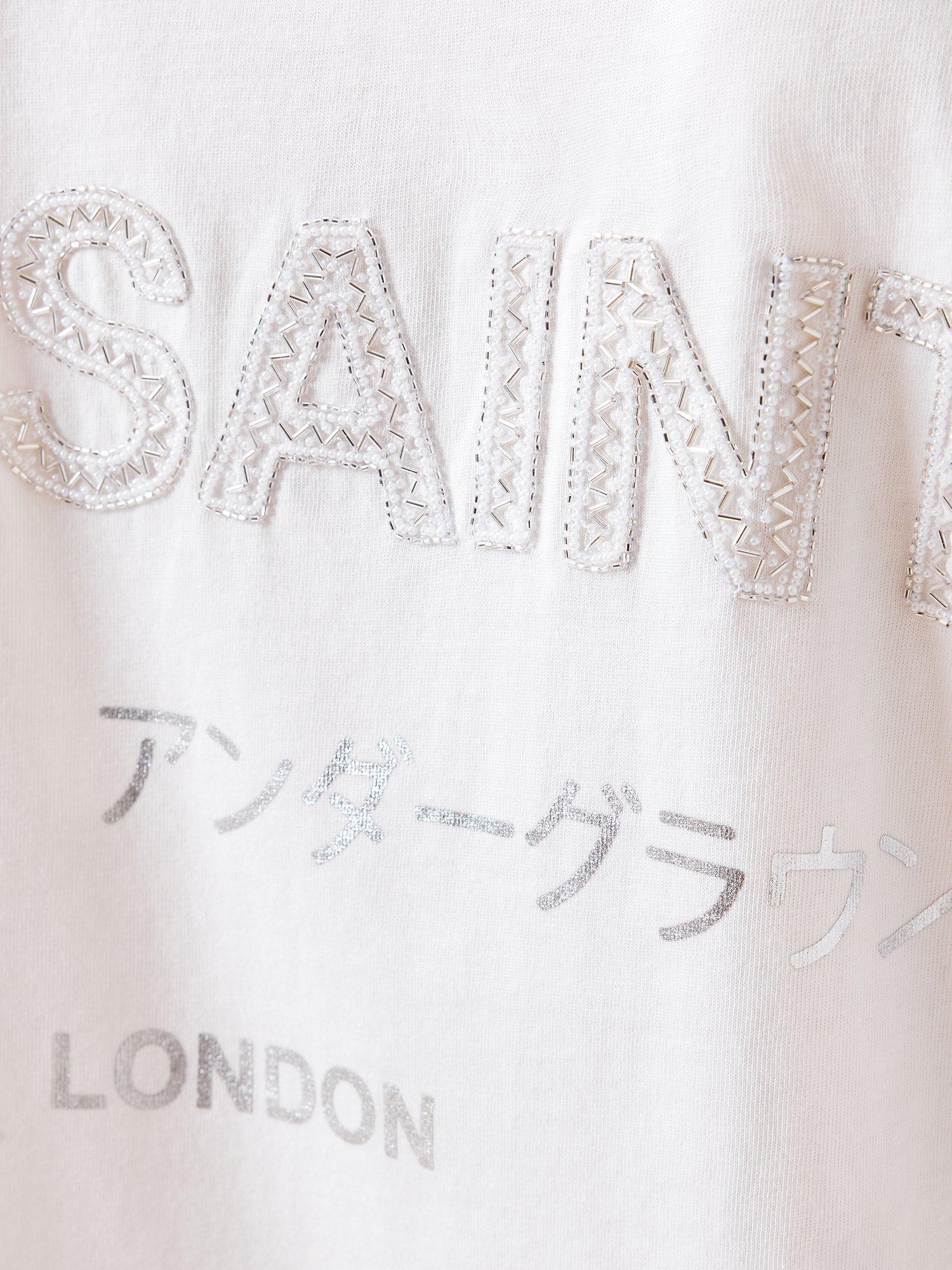 Product image 5 of 8, which shows AllSaints Under Amelie Graphic T-Shirt, White, XS