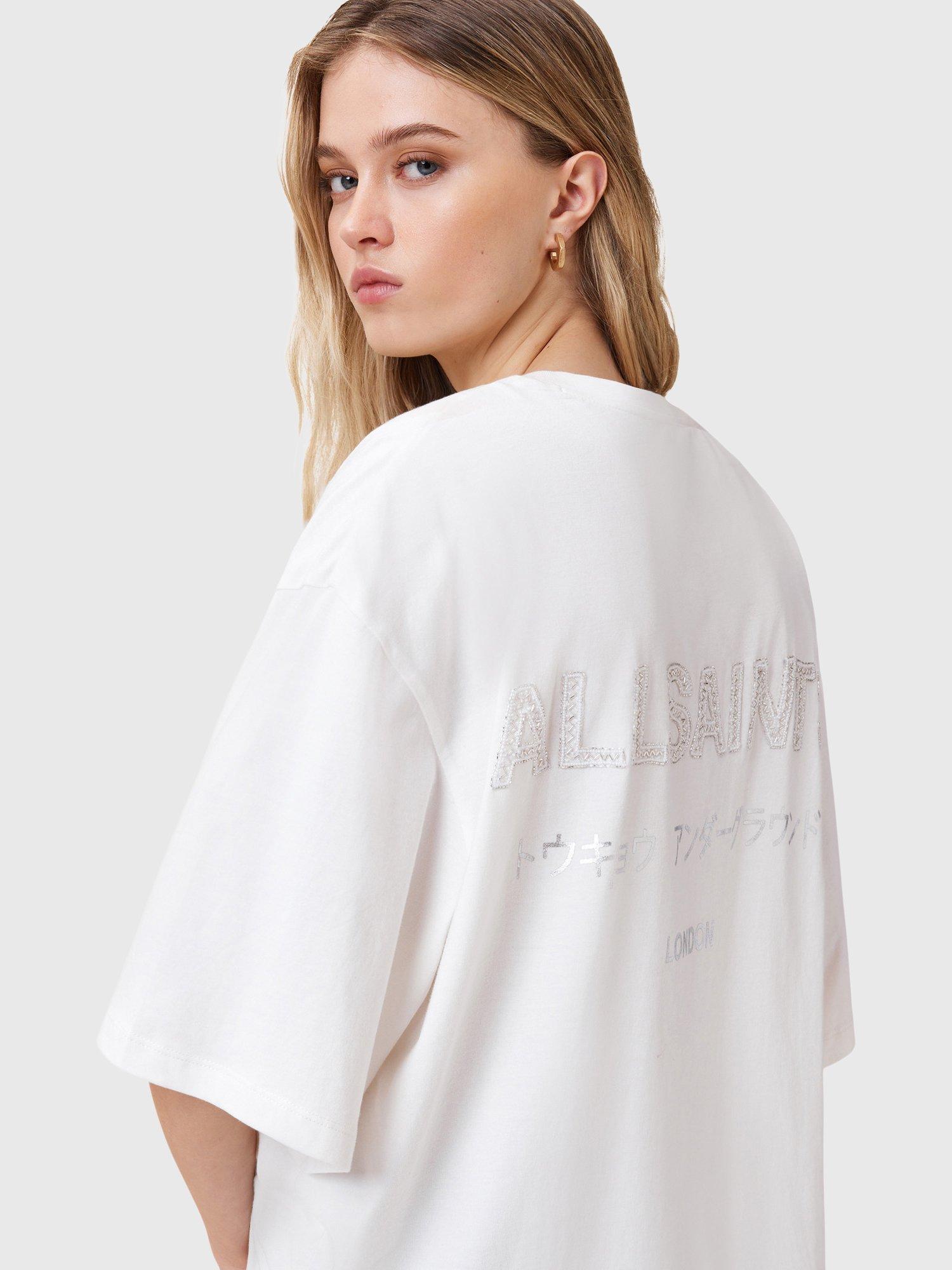 Product image 6 of 8, which shows AllSaints Under Amelie Graphic T-Shirt, White, XS