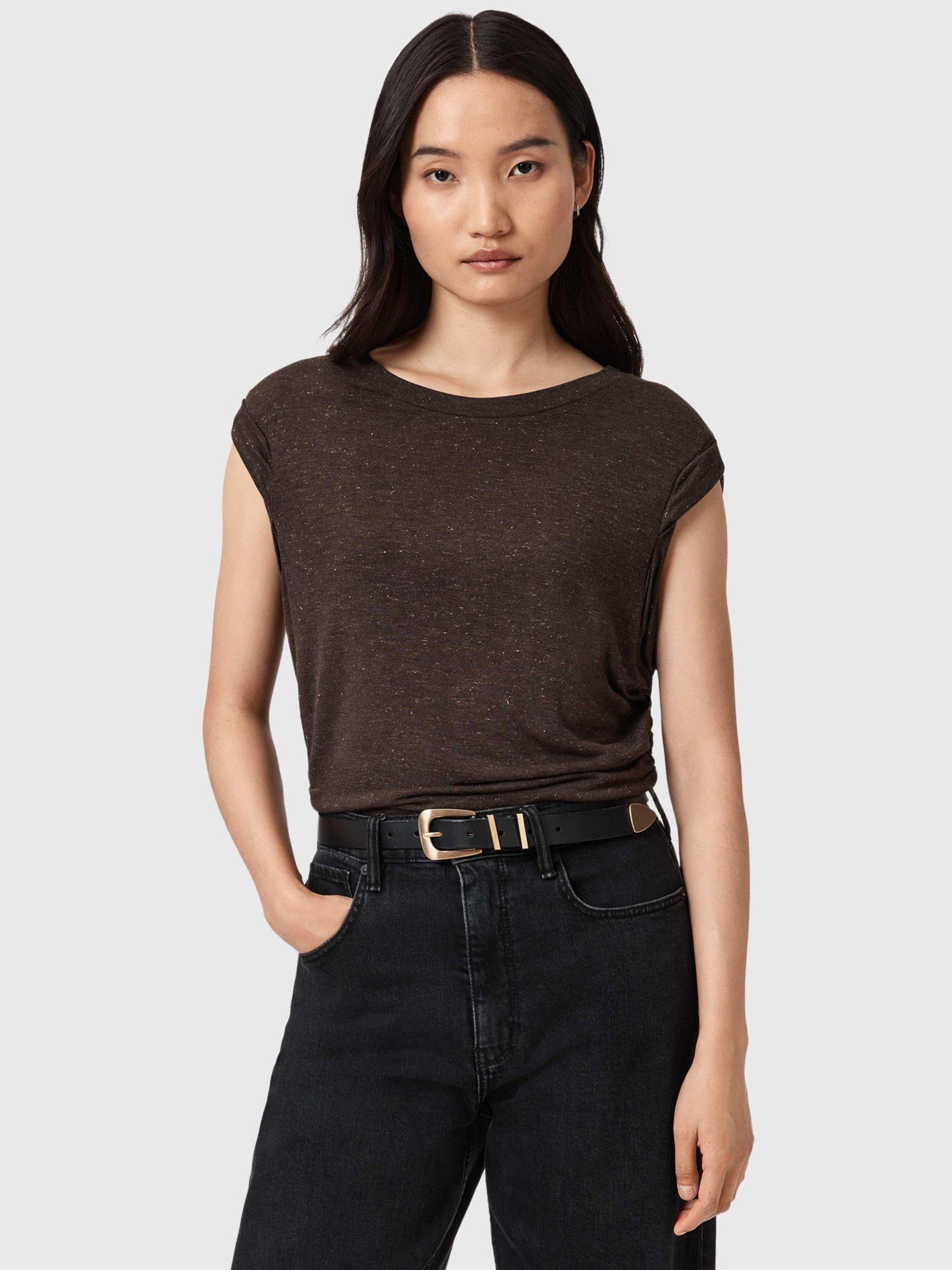 Product image 1 of 7, which shows AllSaints West Shimmer Tank Top, Torte Brown, XS