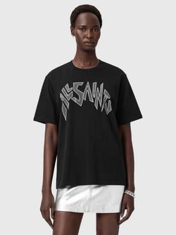 AllSaints Zinc Logo Boyfriend T-Shirt, Black