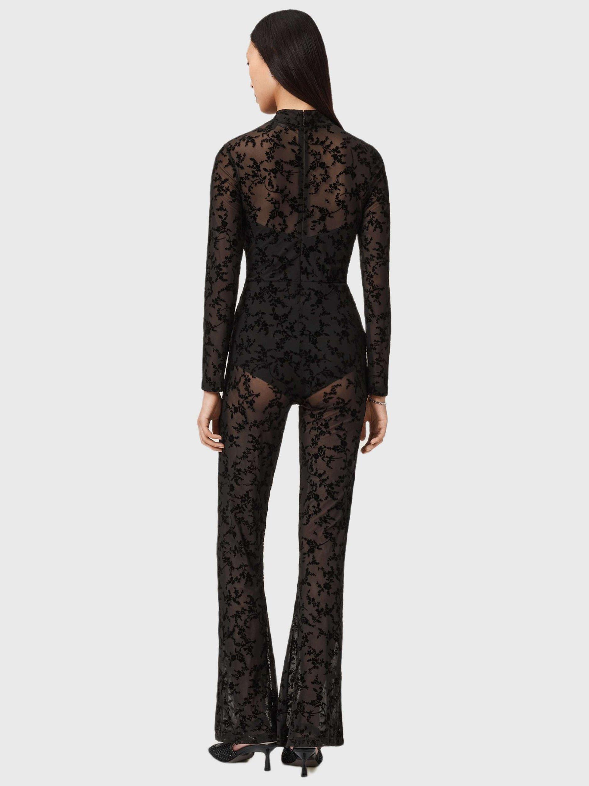 Product image 2 of 5, which shows AllSaints Rylee Flock Jumpsuit, Black, 10