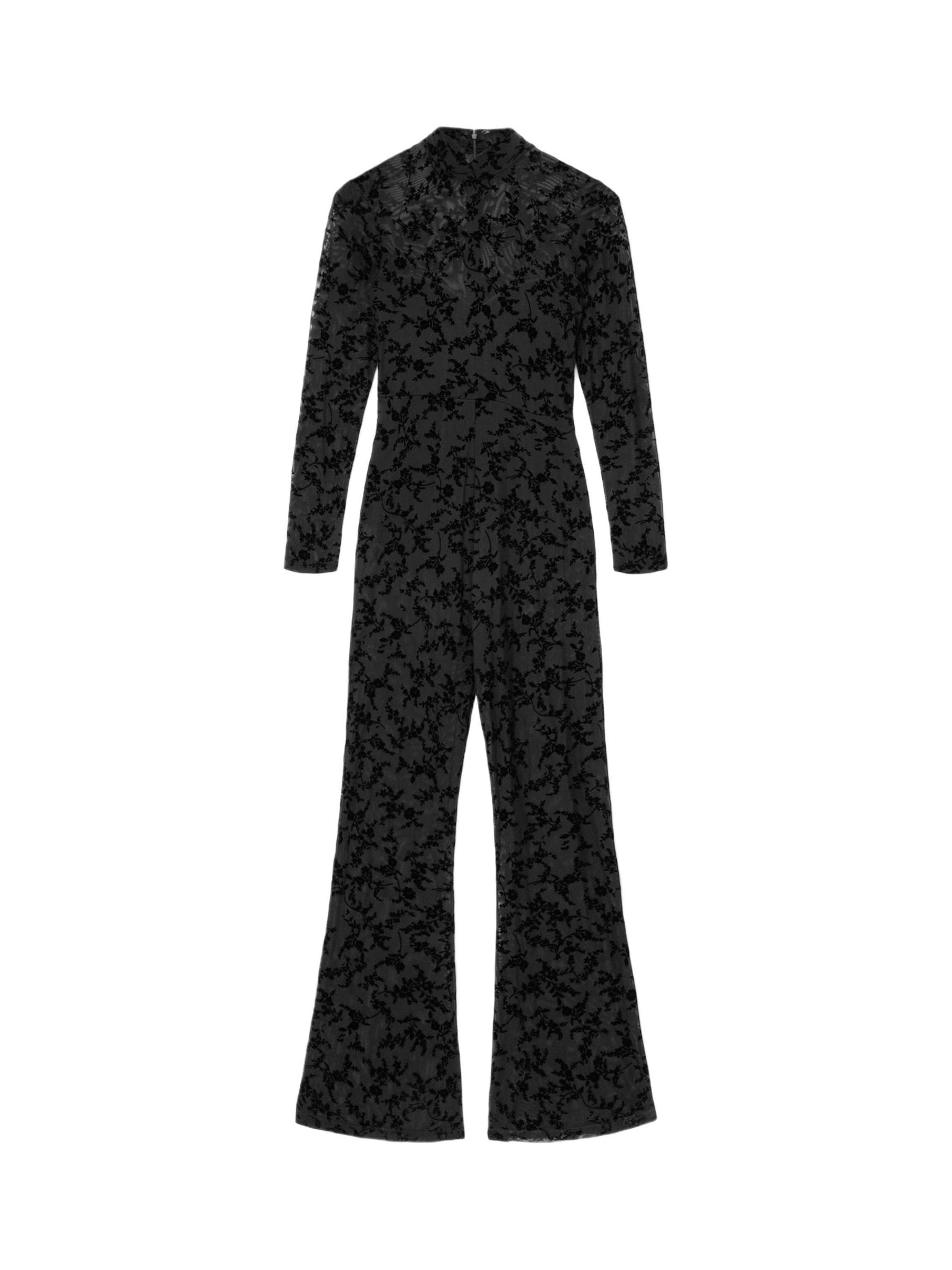Product image 4 of 5, which shows AllSaints Rylee Flock Jumpsuit, Black, 10