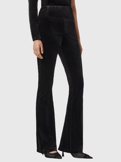 AllSaints Zanni Velvet Flared Trousers, Black, Black