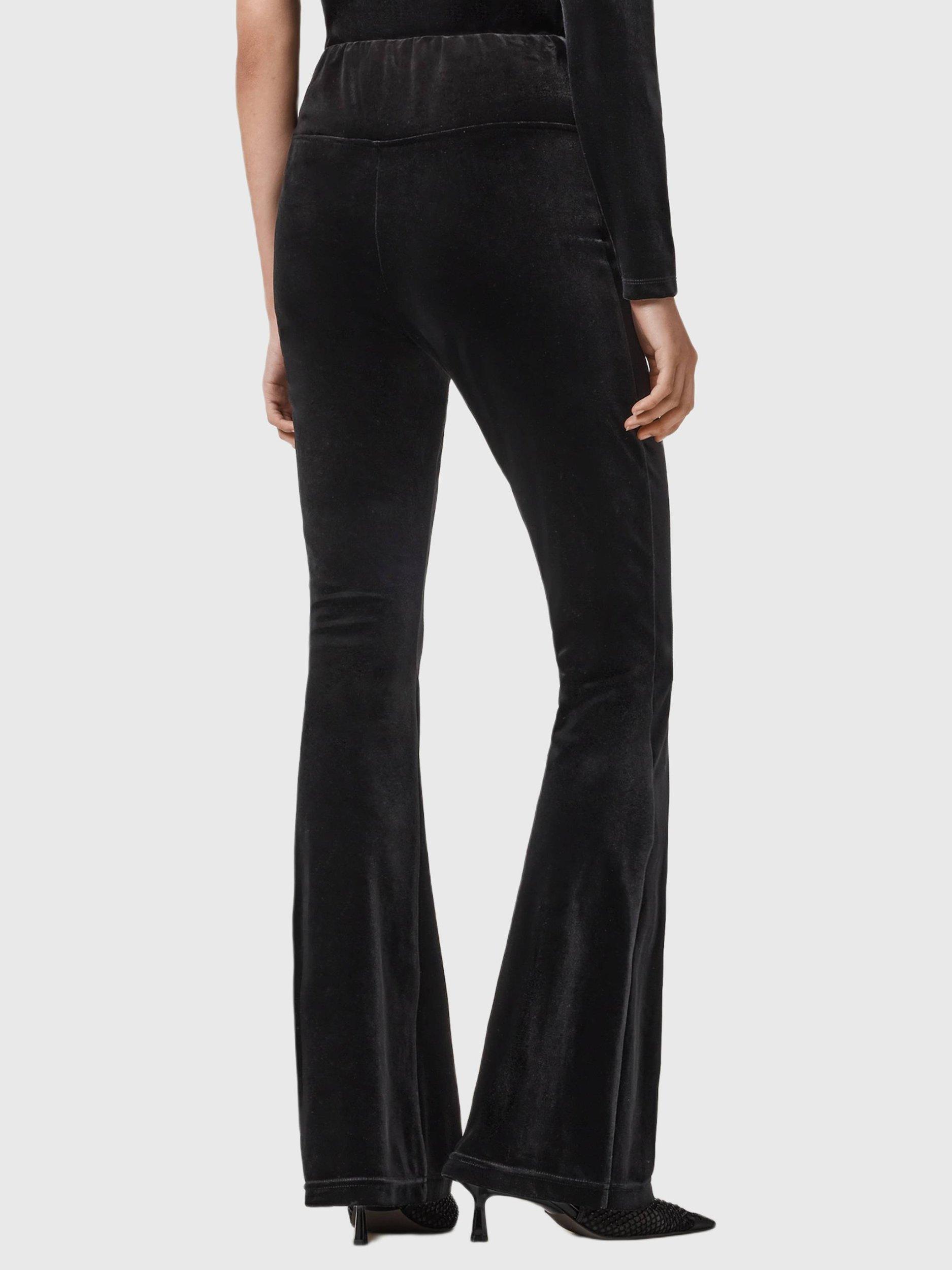 Product image 2 of 7, which shows AllSaints Zanni Velvet Flared Trousers, Black, 10