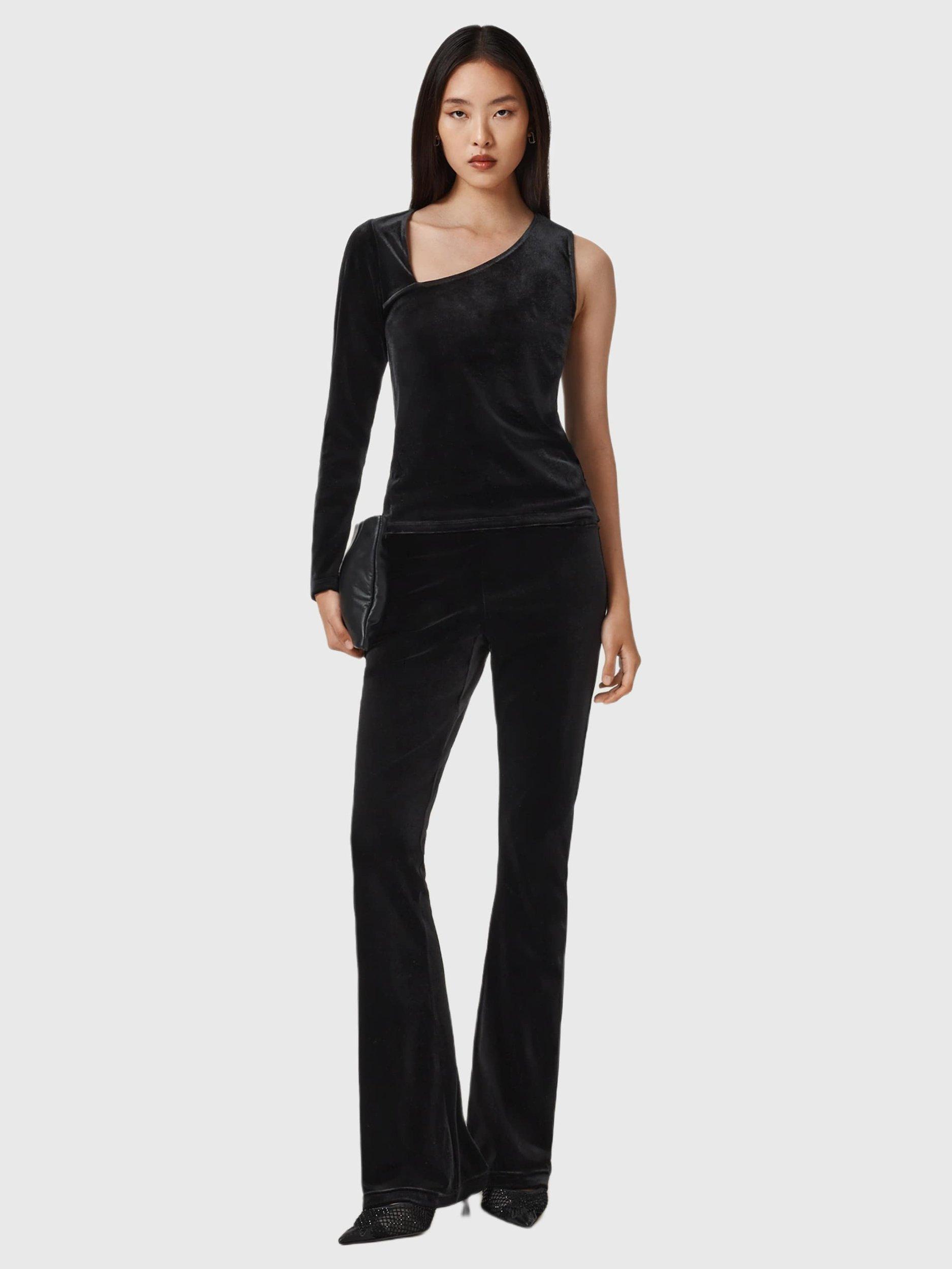Product image 6 of 7, which shows AllSaints Zanni Velvet Flared Trousers, Black, 10