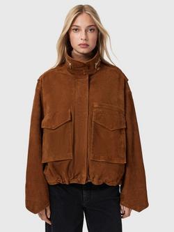 AllSaints Clay Suede Jacket, Cognac Brown, Cognac Brown