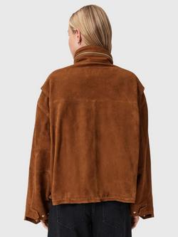 AllSaints Clay Suede Jacket, Cognac Brown - view 2, Cognac Brown