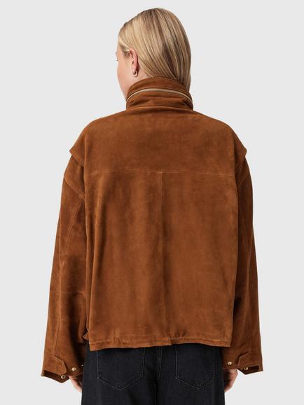 AllSaints Clay Suede Jacket, Cognac Brown - view 2, Cognac Brown
