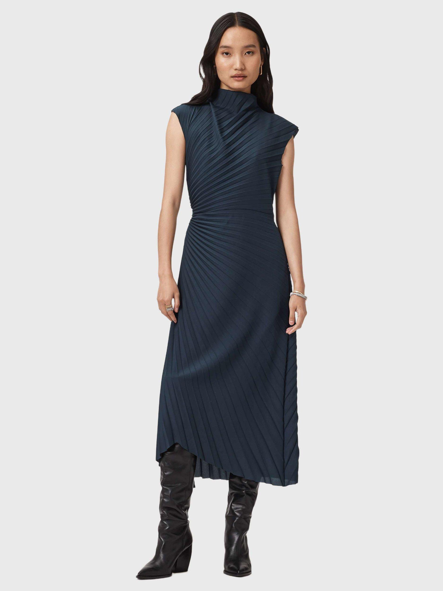 Product image 3 of 6, which shows AllSaints Rayanna Midi Dress, Collegiate Blue, 10