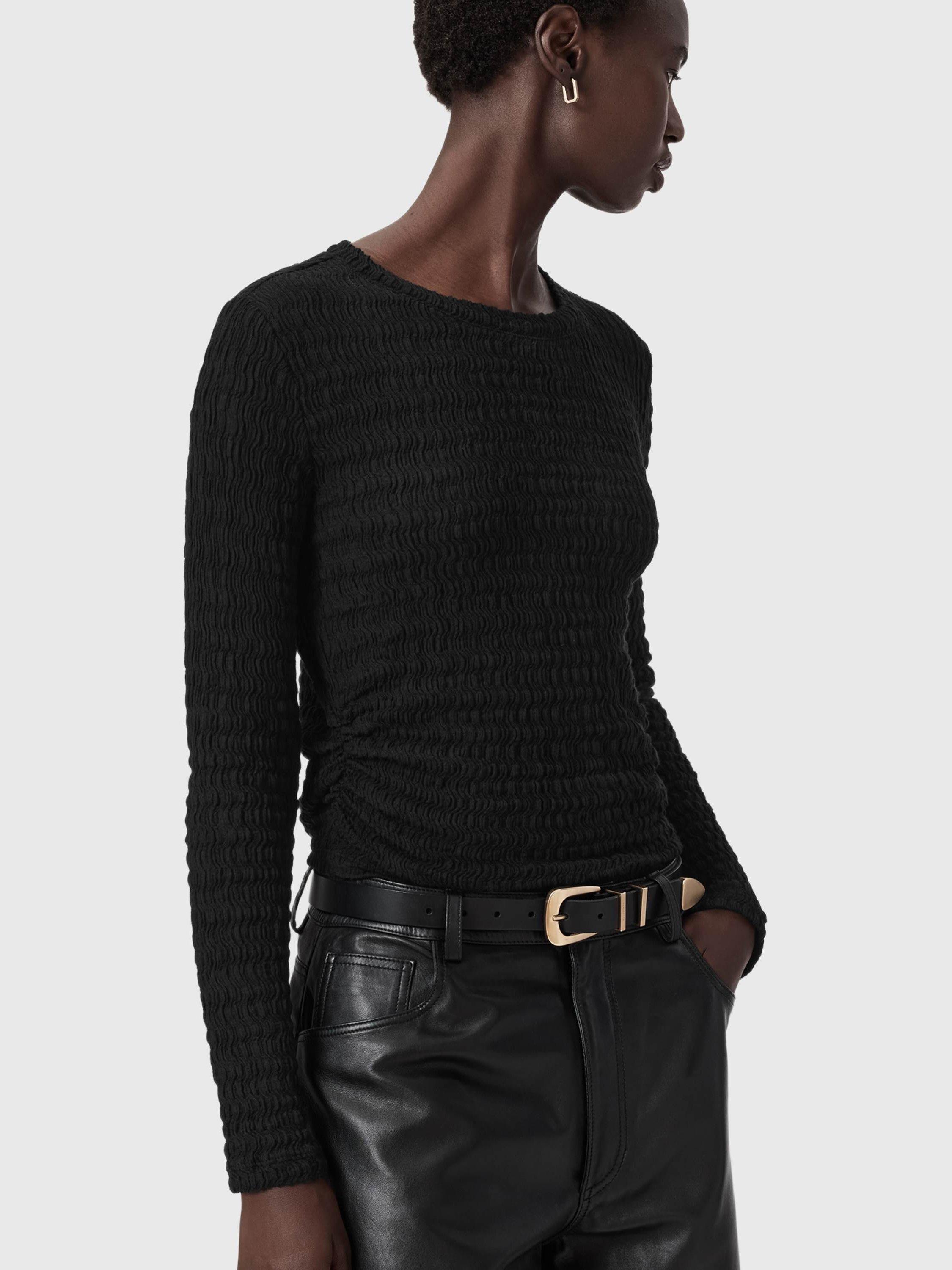 Product image 1 of 6, which shows AllSaints West Long Sleeve Top, Black, L