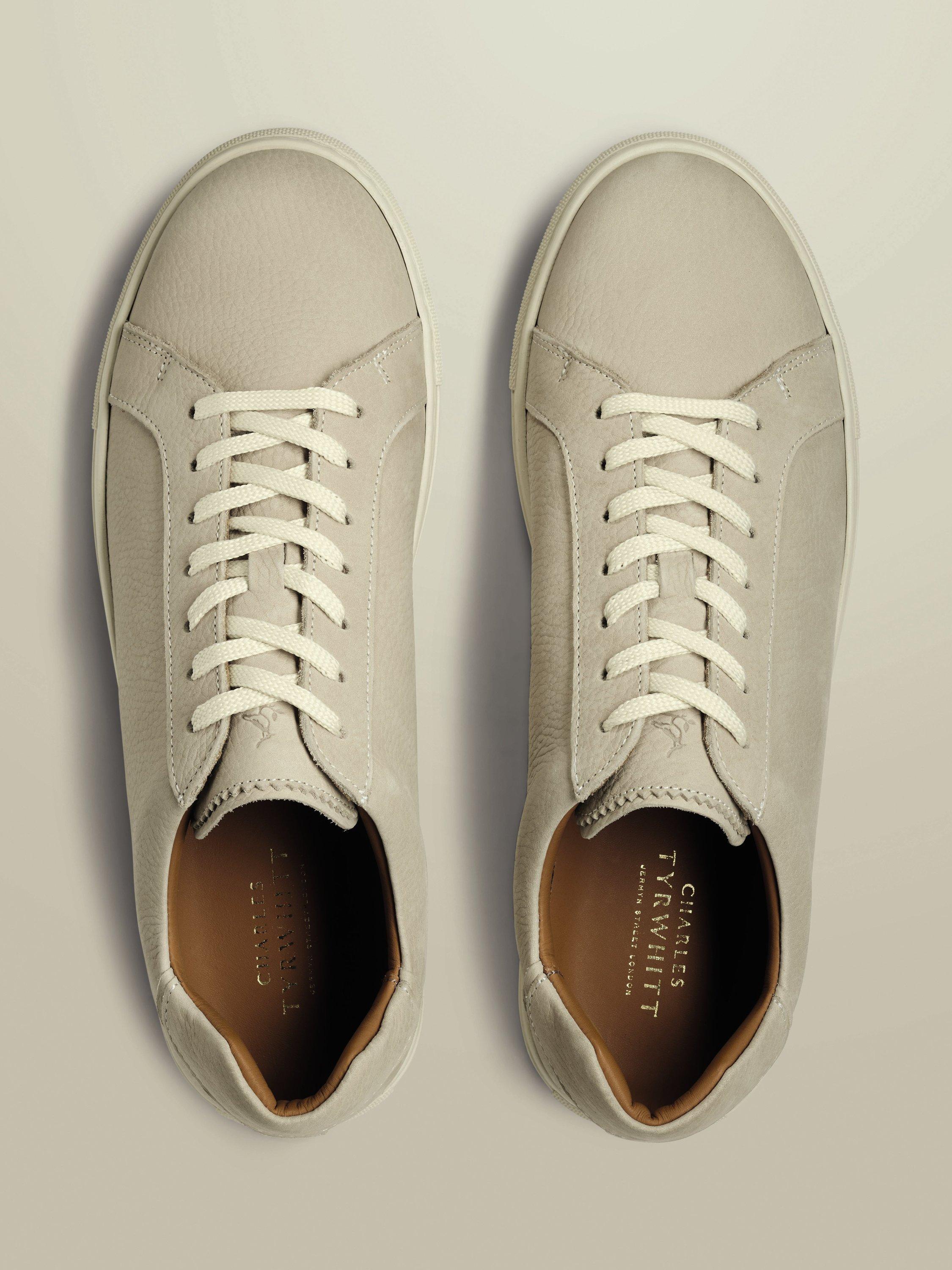 Product image 3 of 4, which shows Charles Tyrwhitt Leather Trainers, Chalk, 7