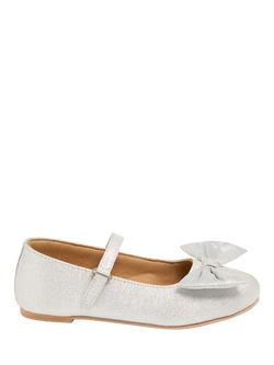 Angel & Rocket Kids' Bow Metallic Mary Jane Shoes, Silver, Silver