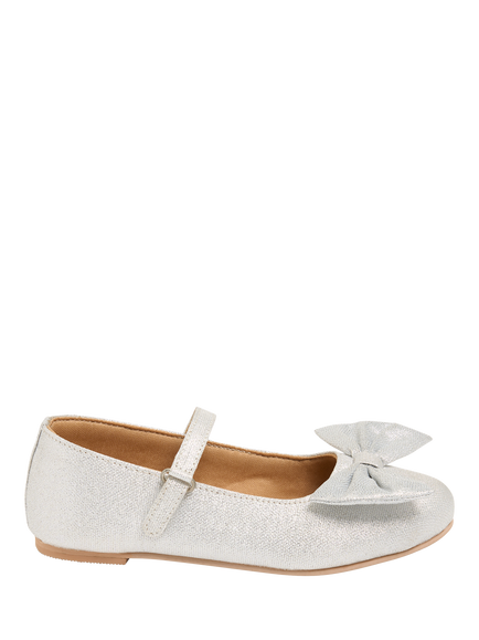 Angel & Rocket Kids' Bow Metallic Mary Jane Shoes, Silver, Silver
