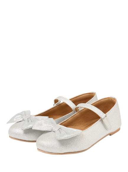Angel & Rocket Kids' Bow Metallic Mary Jane Shoes, Silver - view 2, Silver