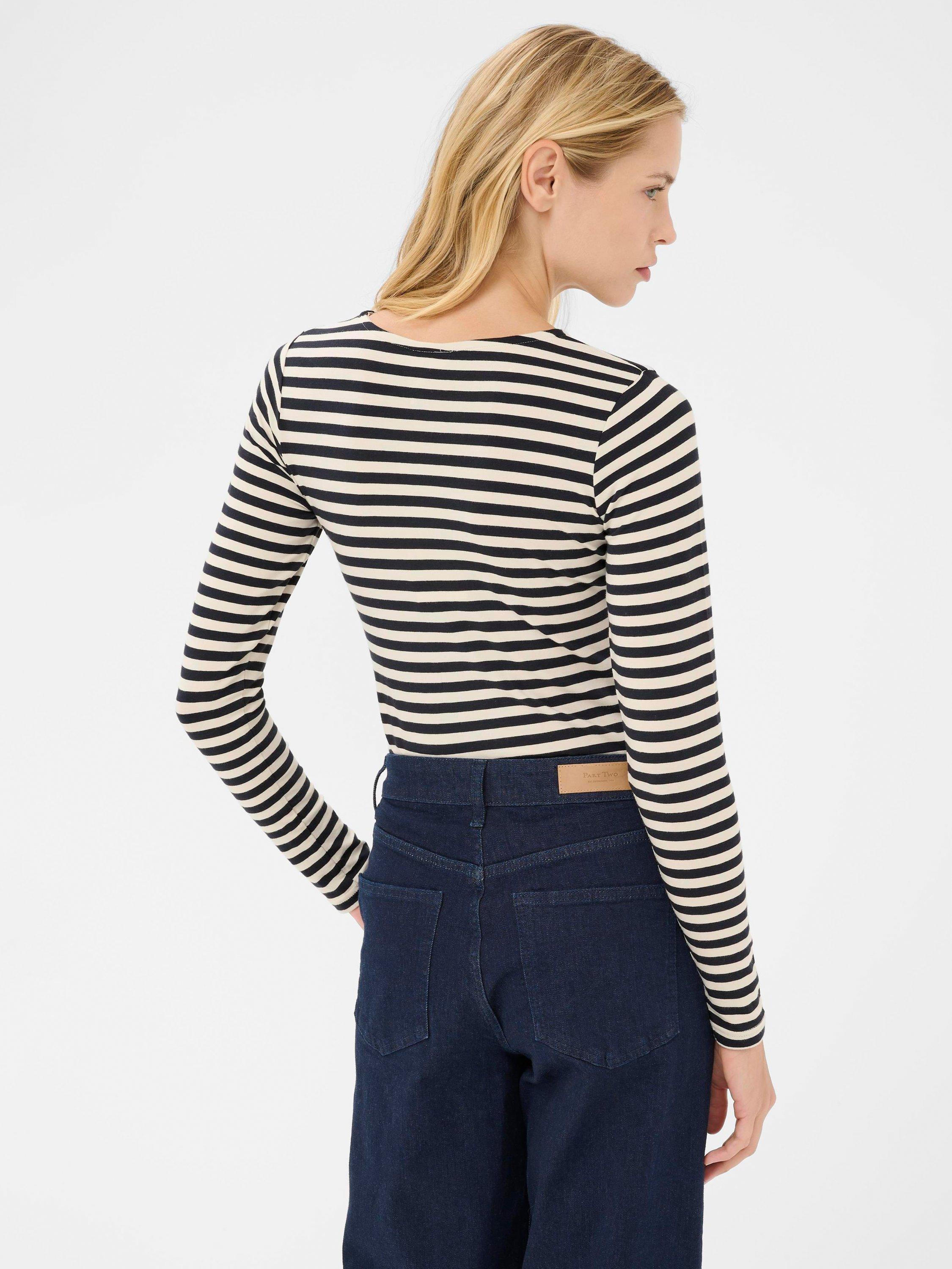 Product image 2 of 6, which shows Part Two NemajasPW Striped T-Shirt , White/Dark Gray, XS