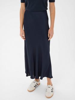 Part Two LaurinaPW Elastic Waist A-Line Midi Skirt, Dark Navy