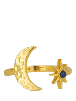 Ottoman Hands Lapis Moon and Star Ring, Gold, One Size, Gold