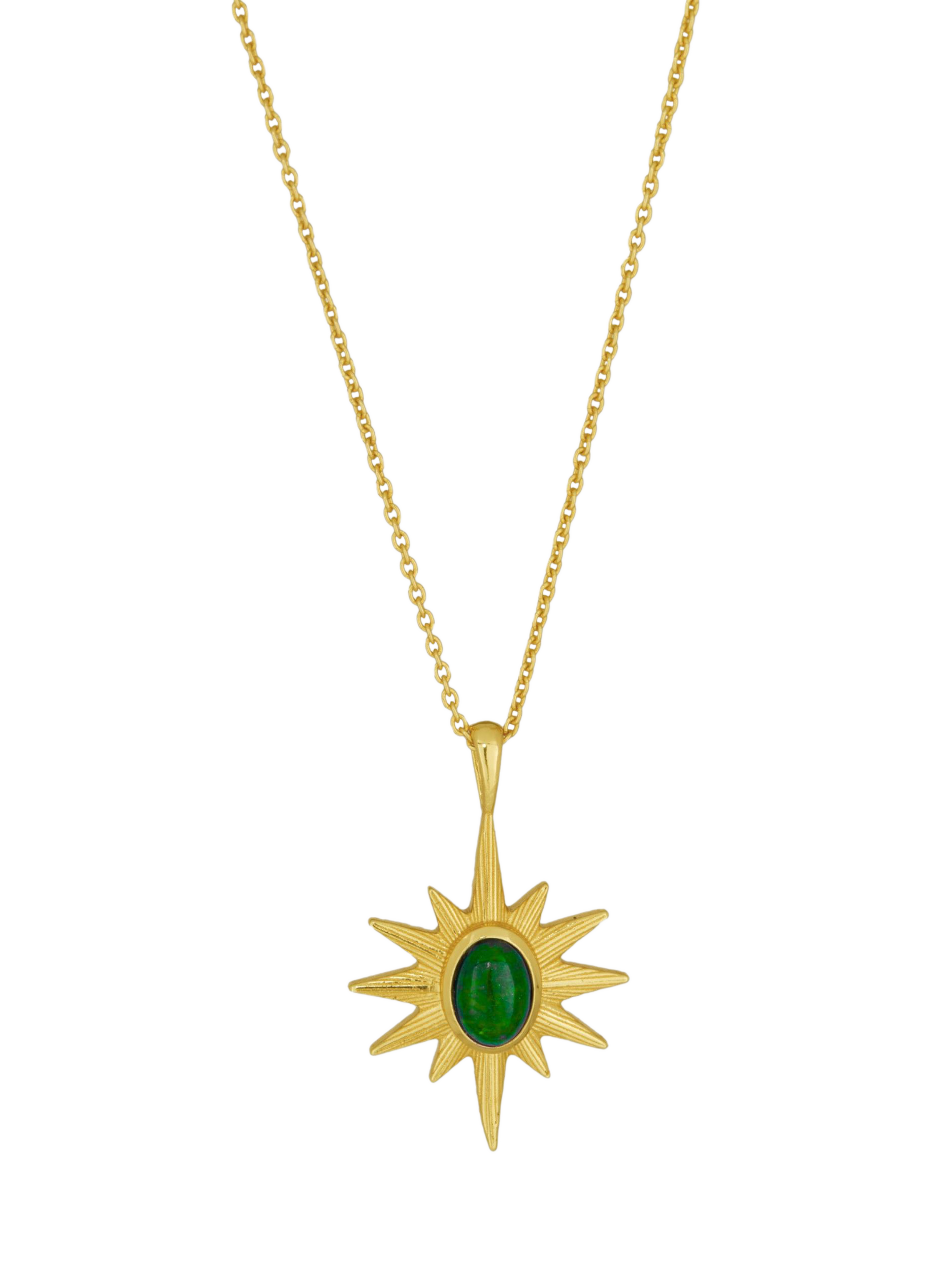 Product image 1 of 4, which shows Ottoman Hands Green Onyx Star Necklace, Gold