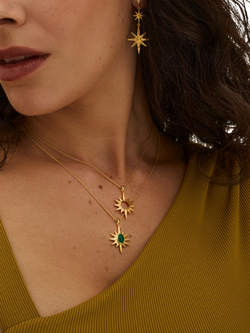 Ottoman Hands Green Onyx Star Necklace, Gold - view 2, Gold