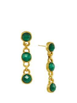 Ottoman Hands Ela Emerald Drop Earrings, Gold, Gold