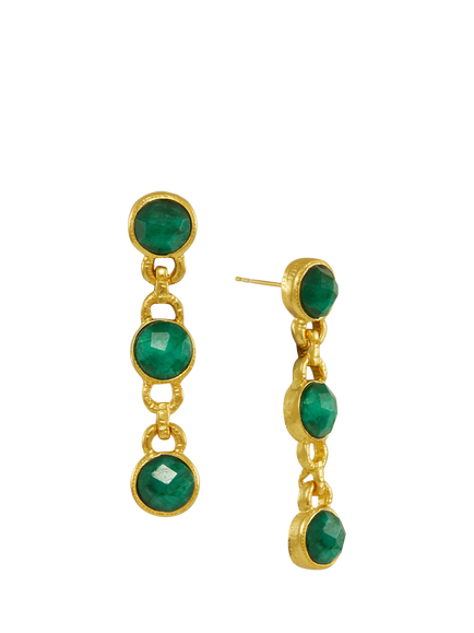 Ottoman Hands Ela Emerald Drop Earrings, Gold, Gold