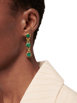 Ottoman Hands Ela Emerald Drop Earrings, Gold - view 2, Gold