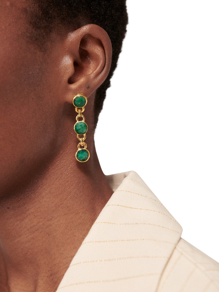 Ottoman Hands Ela Emerald Drop Earrings, Gold - view 2, Gold