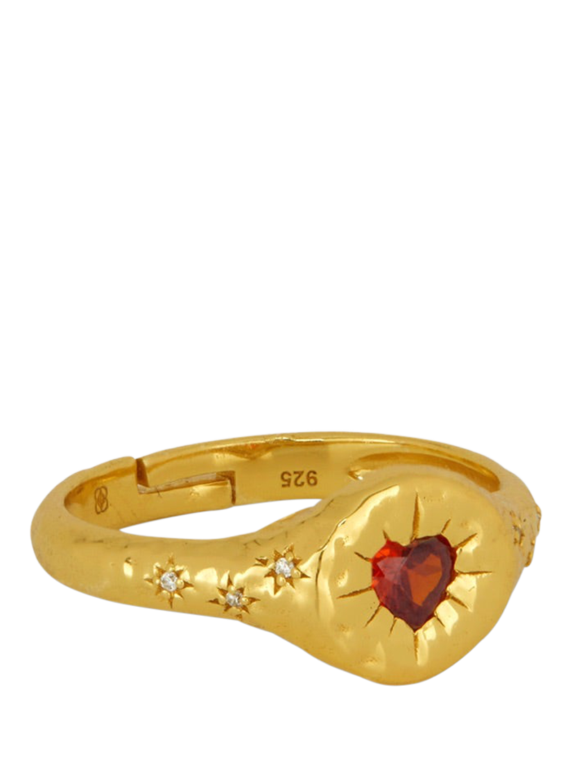 Product image 1 of 6, which shows Ottoman Hands Heart Stacking Ring, Gold, One Size